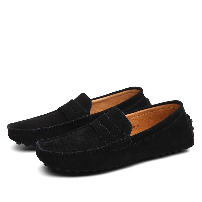 Men's Suede Leather Penny Loafers, Casual Driving Moccasins, Slip-On Boat Shoes,Big Sizes4