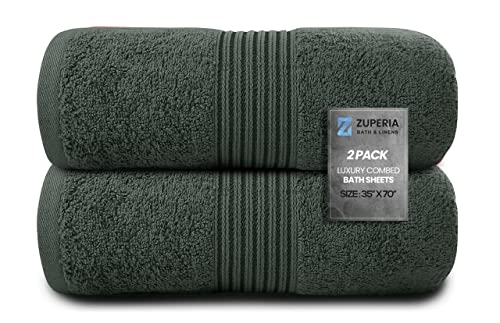 ZUPERIA 100% Combed Cotton Bath Sheet- 600 GSM- (35" x 70") 2 Pack Ultra Soft Large Bath Towels, Highly Absorbent Daily Usage Oeko-TEX Certified Ideal for Pool, Home, Gym (Grey) ZUPERIA 100% Combed Cotton Bath Sheet- 600 GSM- (35" x 70") 2 Pack Ultra Soft Large Bath Towels, Highly Absorbent Daily Usage Oeko-TEX Certified Ideal for Pool, Home, Gym (Grey)