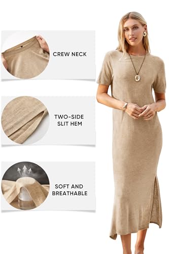 Image of Arach&Cloz Women's Wool Blend Lightweight Spring Casual T Shirts Maxi Dress 2026