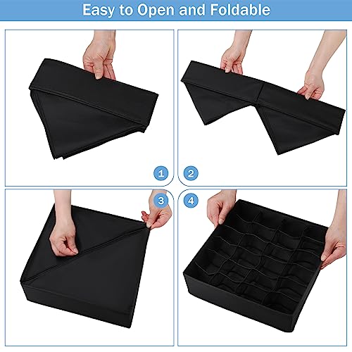 Foldable-Storage-Cubes-Drawer-Underwear-Organizer-Dividers-under-Cabinet-Organizer-24-Cell-Fabric-Storage-Boxes-for-LingerieSocksTies-Black