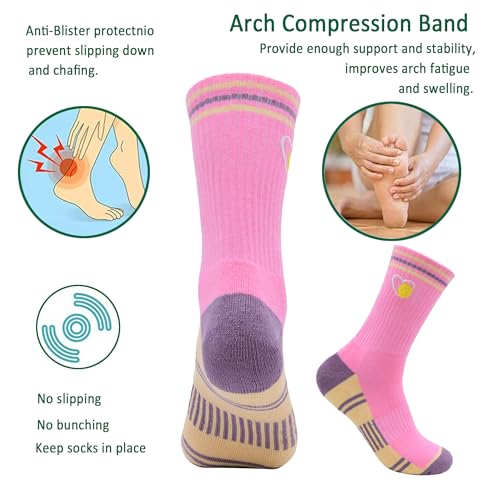 Women Pickleball Socks 3 Pack, Embroidered Heart Athletic Mid Calf Sock, Pickleball Gifts for Women One Size 8-122