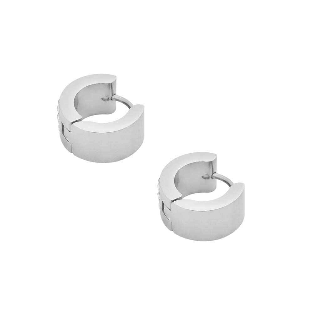 Aretes de aro para mujer, 3 filas de 8 piedras de circonita cúbica AAA, Metal 4