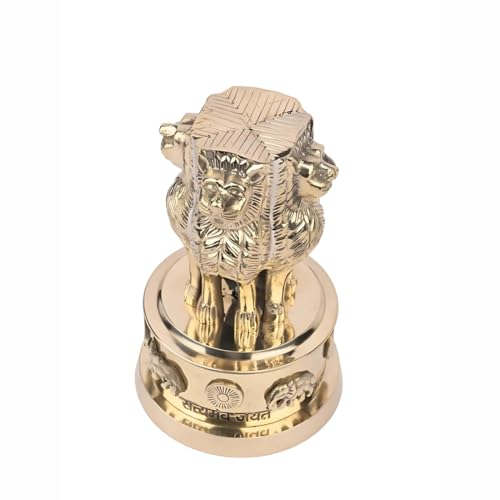 Image of Brass Ashoka Stambh Idol, Vastu Remedy for Government Support (5 Inch)