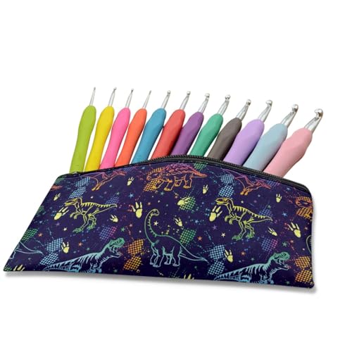 Image of Dinosaur Print Pencil Case Toddler Boys School Pencil Box Storage Pouch with Zipper Lightweight Pen Holder for Boys Soft Stationery Storage Bag