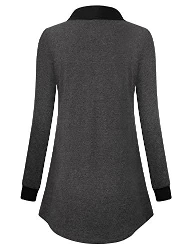 Image of VALOLIA Women's Casual Swing Sweatshirt Long Sleeve Zipper Lapel Fashion Pullover Tunic