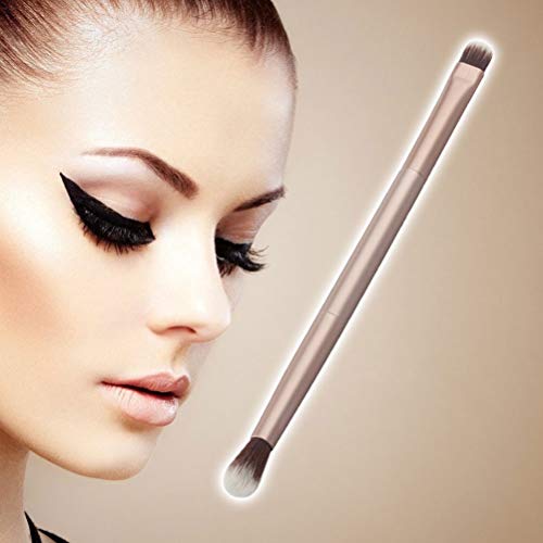 Double Ended Eyebrow Eyeshadow Brush Foundation Makeup Cosmetic Tool (Shallow Matted Gold) #TOP5