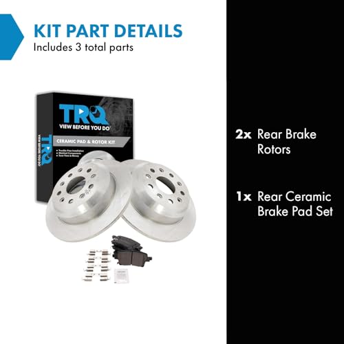 Image of TRQ Rear Brake Pad and Rotor Set Ceramic 328mm Rotors Compatible with 2021 Jeep Wrangler