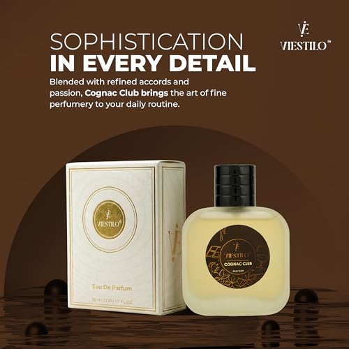 Image of Cognac Club Eau de Parfum, Warm Gourmand Scent, Cinnamon Vanilla Sandalwood Notes, EDP Spray (50 ml)