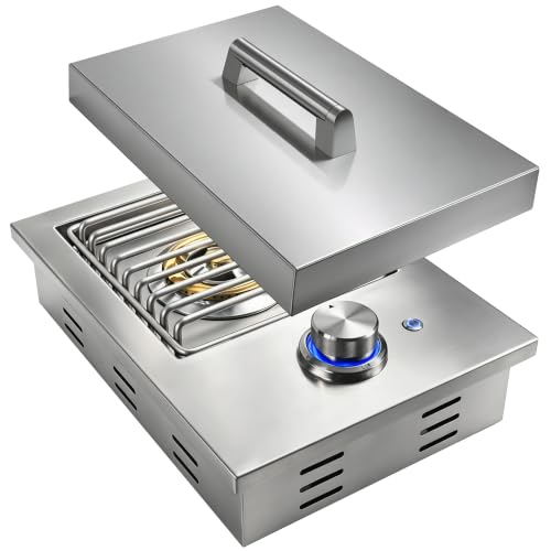 Built-In Single Side Burner for Outdoor Grill with Cover, LED Control Knob