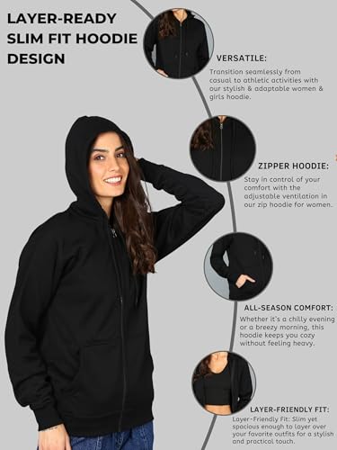 Image of Blessed Printed Women�s Full Sleeve Cotton Zipper Hoodie with Pockets | Regular Fit Hooded Sweatshirt Pullover for Winter, Casual, Outdoor, Travel & Everyday Wear