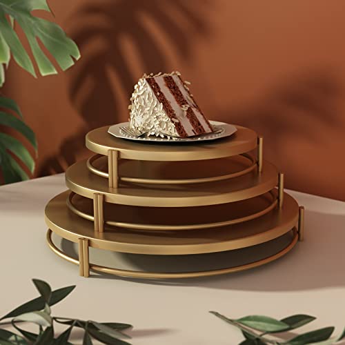Vivevol 3-Piece Gold Cake Stands For Dessert Table Cupcake Stand Set, Cake Tray Cookies Display Candy Plate Party Decorating 8”-10”-12” #TOP6