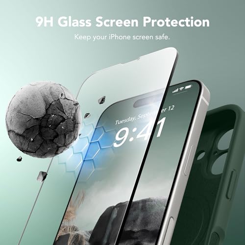 Image of Magnetic for iPhone 16 Plus Case, Compatible with MagSafe, [Full Camera Protection][Screen Protector] Silicone Shockproof Protective Phone Case for iPhone 16 Plus 6.7 inch, Alpine Green