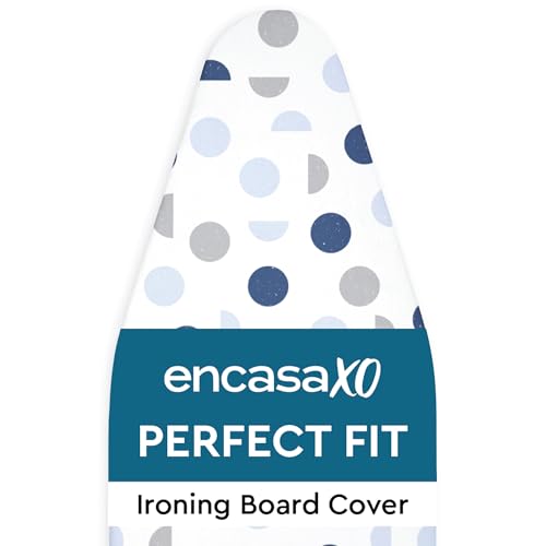 Image of Encasa Ironing Board Covers (18 x 49 inch) Drawstring Tightening with Thick 3 mm Felt Padding, Easy Fit, Scorch Resistant, Printed - Blue Moon