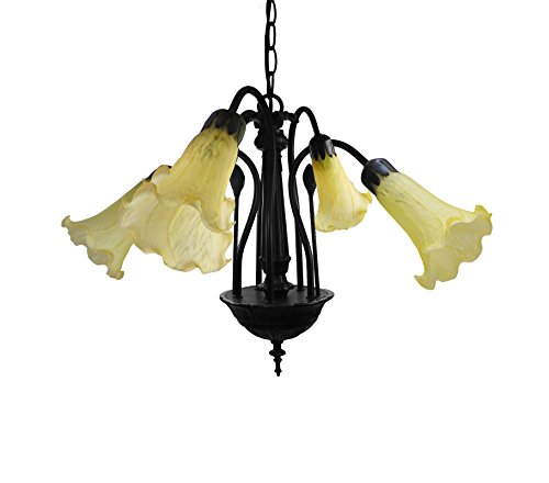 Loxton Lighting 5 - Lámpara de techo (cristal), vidrio, beige, 110 x 65 cm