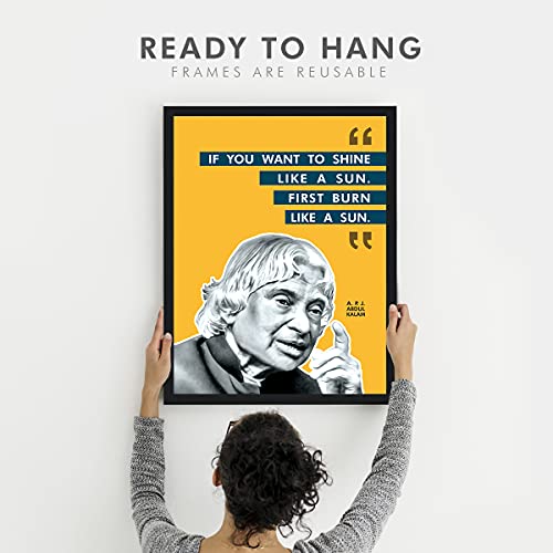 Image of Chaka Chaundh Acrylic - Abdul Kalam Photo Frames For Wall - Motivational Quotes Frames - Poster With Frame - Abdul Kalam Poster For Wall Quotes Wall Frames - (14 X 11 Inches, Yellow - Kalam)
