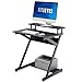 Price comparison product image FITUEYES Z-Shaped Computer Desk with Monitor Riser, Space-Saving Black Writing Table, Ideal for Small Spaces, Wooden Home Office Workstation, 70x60x84cm CD307001WB
