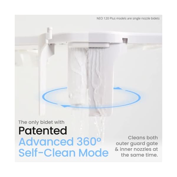 LUXE Bidet NEO 120 Plus – Mechanischer Bidet-Toilettensitzaufsatz der nächsten Generation mit innovativen EZ-Lift-Scharnieren und 360° Selbstreinigungsmodus – Bild 5