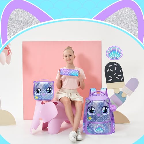 Mochilas Meetbelify para Meninas Mochilas Escolares com Lancheira Estojo para Alunos do Pré-Escolar