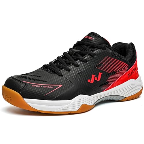 Hiuzylqx Mens Pickleball Shoes Fashion Indoor Court Shoes Lightweight Breathable for Badminton Squash Volleyball,Black,7.5