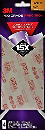 Pro Grade Precision 3-2/3 in. x 9 in. 320 Extra Fine Grit Ultra Flexible Sanding Sheets (4-Pack)