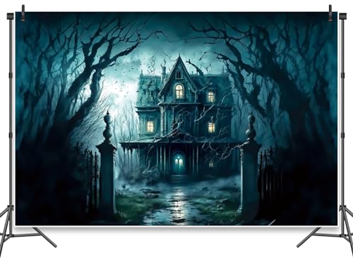 Halloween Party Decorations Backdrop Scary Haunted House Night Castle Halloween Background for Photography Halloween Kids Party Decor Banner Photo Studio Props 10x8ft