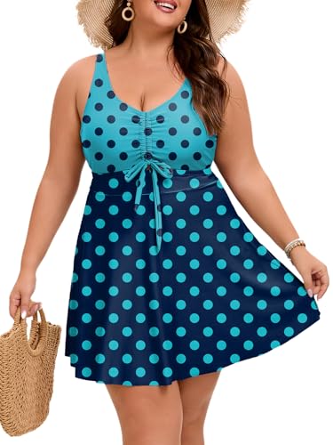 Arolina Plus Size Swimdress for Women High Waisted Tummy Control Tankini Bathing Suits Two Piece Swimsuits with Boyshorts