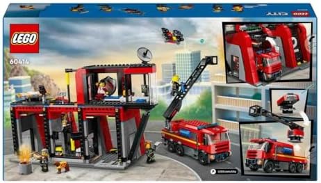 LEGO City İtfaiye Kamyonlu İtfaiye Merkezi 60414-6 Yaş ve Üstü Kız ve Erkek Çocukları için 5 Mini Figür ve 1 Köpek Figürü İçeren Yaratıcı Oyun Seti, Çocuklar için Doğum Günü Hediyesi (843 Parça) - Görsel 4