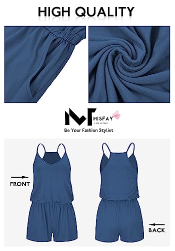 Image of MISFAY Womens Summer Loose V Neck Spaghetti Strap Short Jumpsuit Rompers 2026