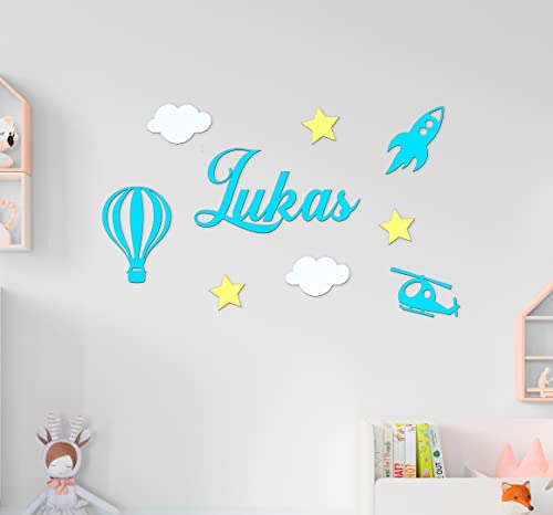 Wooden Name Sign Personalized Wooden Wall Decor Above A Crib Custom Baby Name Sign, Nursery Wall Decal (Rocket Theme) #TOP1