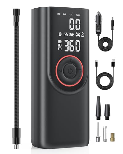 Tire Inflator Portable Air Compressor, Cordless 150 PSI DC 12V Air Pump for Car Tires, Super Powerful Air Pump for Car, Motorcycle, Bike, Ball