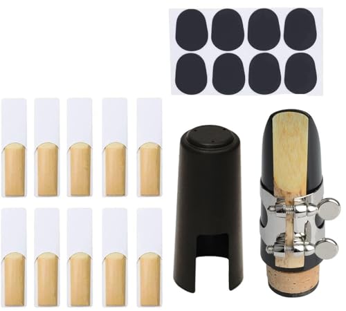 TUOREN Clarinet Mouthpiece Kit with Clarinet ligatures Fastener, Mouthpiece Cap 2.5 Reed and Patches for Clarinet Woodwinds Instrument 20 Pieces