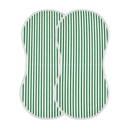 4 Pack Baby Burp Cloths, Soft Absorbent Burping Cloths for Babies, Cotton Milk Spit Up Rags, Large Size for Newborns, Baby Boys and Girls (Green White Stripes)2