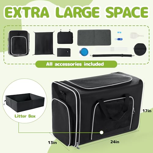 BALAPET-Expandable-Extra-Large-cat-Carrier-with-Litter-Box24x13x17-Collapsible-Soft-Sided-Pet-Carrier-for-2-Cats-Under-55-lbs-Cat-CrateBag-for-Car-Travel