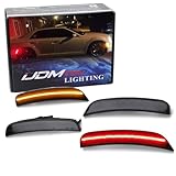iJDMTOY 4pc Set Black-Out Dark Smoked Lens Amber Front & Red Rear Full LED Side Marker Lights Compatible With...