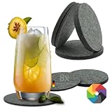 BIASTO Filzuntersetzer rund Ø 10 cm – 8er Set – Mittelgrau meliert – 3 mm dick, leise & pflegeleicht, Made in Germany