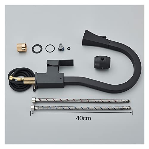 Robinet de cuisine noir mitigeur carré extractible eau chaude et froide