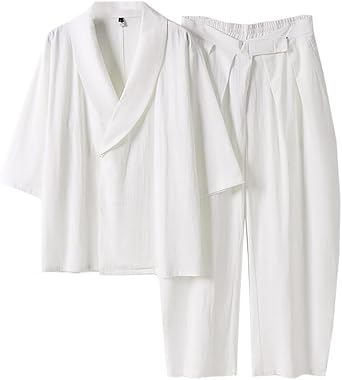 Japanese Style Two-Piece Suit Cotton Bathrobe Pajamas Summer Plus Size Kimono Bathrobes Chinese style Sleepwear