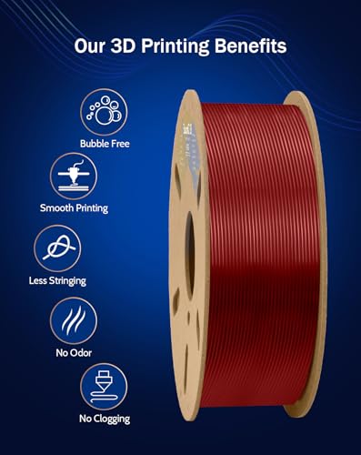 Image of DURAMIC 3D PETG Filament 1.75mm Translucent Red, 3D Printing Filament 1kg Spool(2.2lbs), Translucent red Filament 1.75mm Dimensional Accuracy + /- 0.05 mm Non-Tangling Non-Clogging Non-Stringing