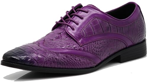 Image of ODN Men's Alligator Crocodile Print Oxfords Fashion Lace Up Dress Shoes