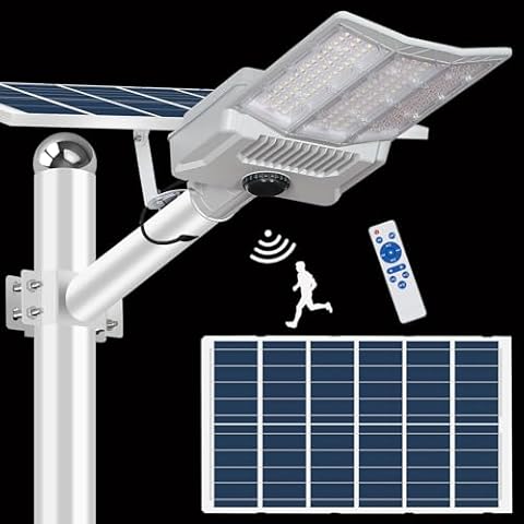 HWHDJ 5000W Solar Street Light,IP67 Solar Street Lights Outdoor, 200000LM 6500K High Powered Commercial Parking Lot Lights Dusk to Dawn, with Remote for Yard, Parking Lot, Driveway Cover
