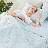 Cozy Bliss Cooling Throw Blanket for Hot Sleepers 50'x70', Q-Max 0.45 Cooling Comfort, Cold Blankets for Night Sweats Sleeping, Ultra-Cool Lightweight Breathable Summer Blanket for Couch Bed, Blue