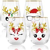 Whaline Gold Rimmed Reindeer Tumblers