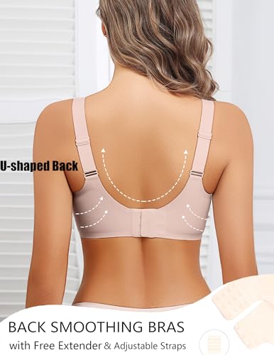 Image of Avidlove Womens Seamless Bras V Mesh Comfort Bralette Everyday T-Shirt Bra | wireless comfort with jelly lift; soft breathable; seamless back smooth; widded straps and side wings; full coverage