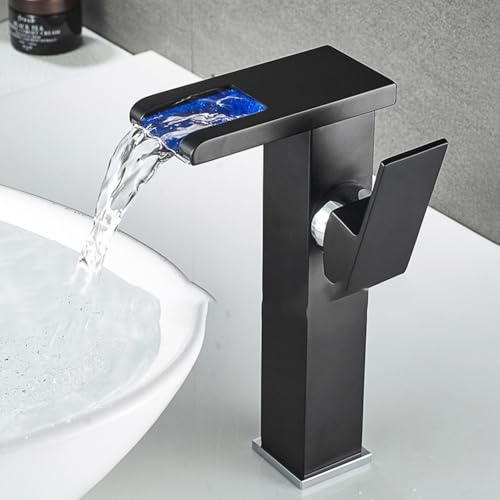 Mitigeur cascade LED dorée haute couture en laiton pour évier