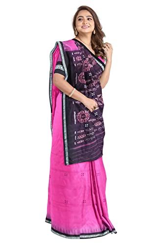 Image of Odisha Sambalpuri Handloom Ikat Women's Cotton Saree, Odisha Handloom Handmade Pure Cotton Khandua Saree, Ikkat Orissa Traditional Handloom Saree Without Blouse