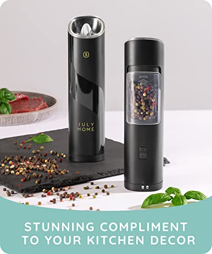 Premium Gravity Electric Salt And Pepper Grinder Set, 2 Pack, Battery Operated, Adjustable Coarseness, One Hand Operation Electric Pepper Grinder Led Light & Cleaning Brush (Packaging May Vary) #TOP5