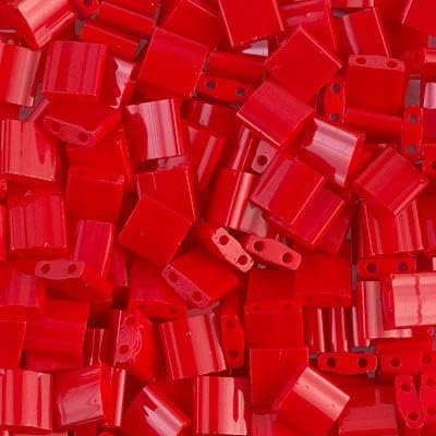 50 Grams Miyuki Tila Bead 5x5mm Opaque Red Glass Bulk Bag TL408-50