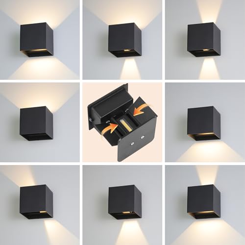 CHENBEN Aplique Pared Exterior 12W 3000K Lampara Exterior LED 4 Piezas，IP65 Para La Pared Impermeable，Aplique Pared Interior Ajustable es Adecuada Para Dormitorio, Patio,Terraza - imagen 3