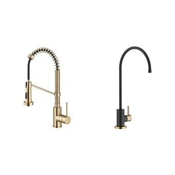 KRAUS Bolden Pull-Down Kitchen Faucet Bundle with Purita Drinking Water Filter Faucet, 18-Inch & 360 Swivel