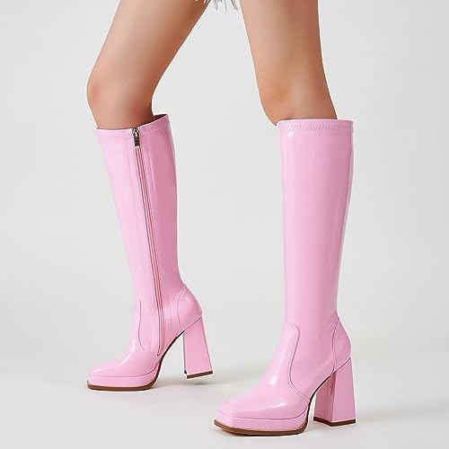 Bottes bout carré rose à plateforme, l'excellence du style - 4